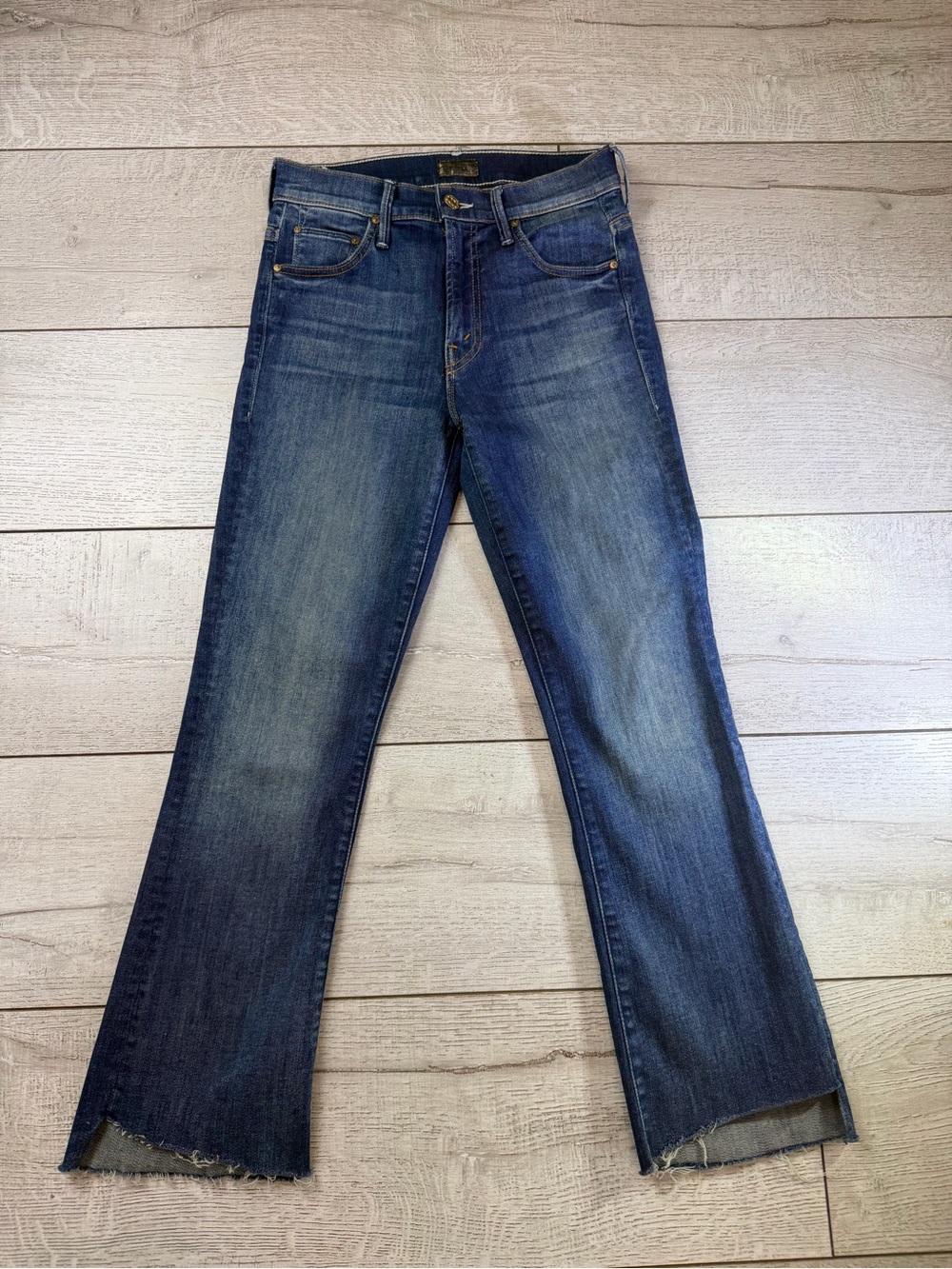MOTHER The Insider Crop Step Fray Jeans Not Rough Enough Size 24 High Rise